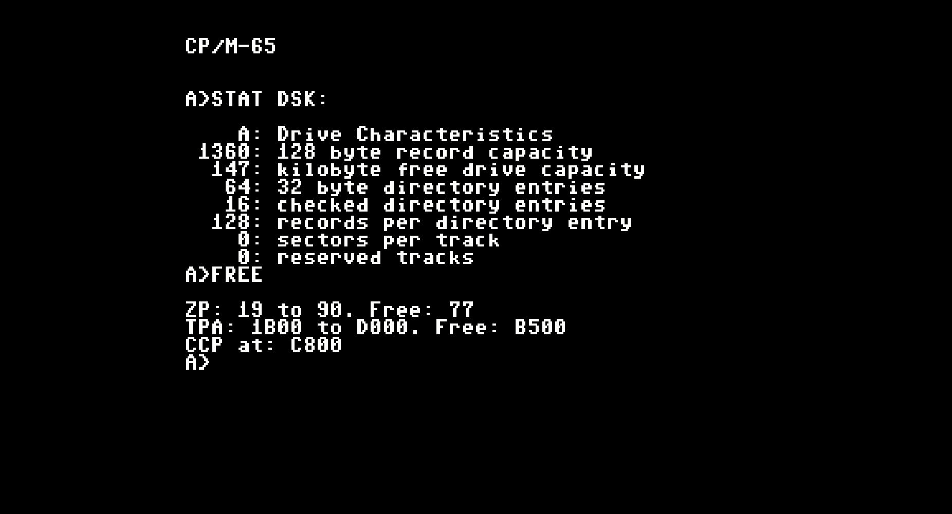 CP/M-65 running on a Commodore 64