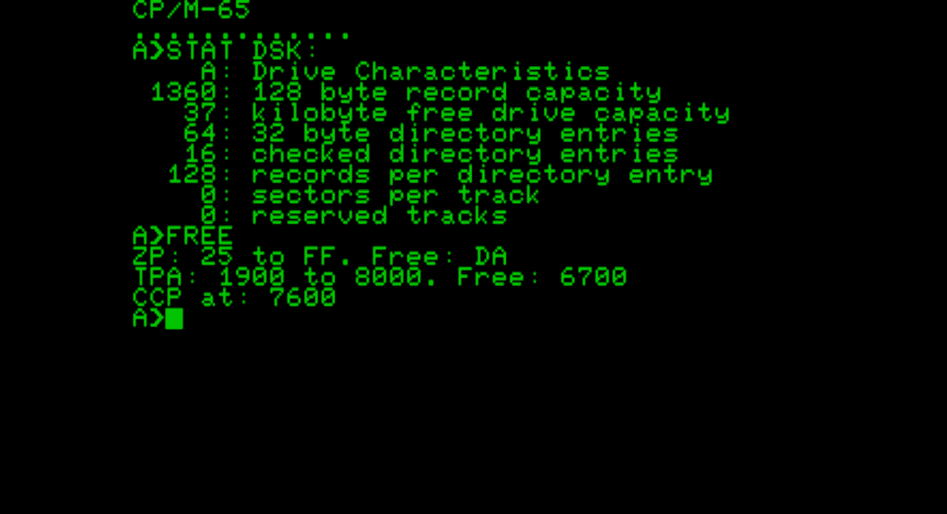 CP/M-65 running on a Commodore PET 4032